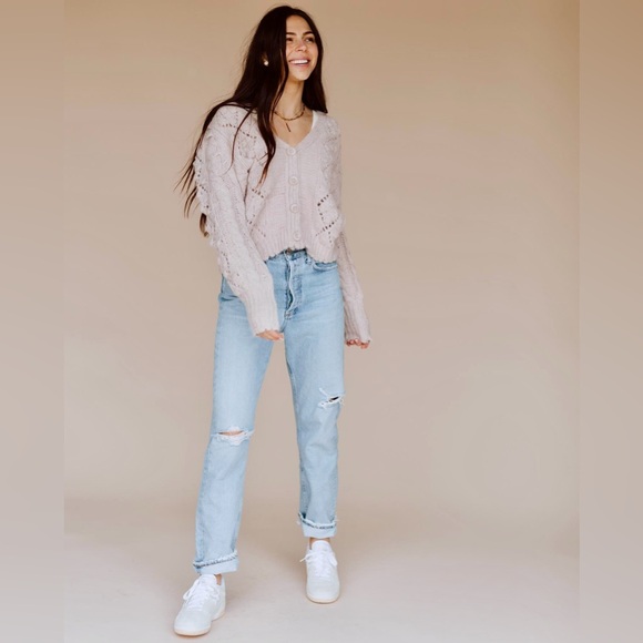 *NWT* In Loom / ‘The Finer Things’ Cropped Button Pom Cardigan / Cream / M/L - Picture 4 of 12